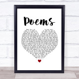 Paul Heaton Poems White Heart Song Lyric Print
