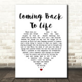 Pink Floyd Coming Back To Life White Heart Song Lyric Print