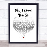 Preston Smith Oh, I Love You So White Heart Song Lyric Print