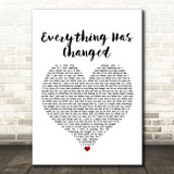 Taylor Swift ft. Ed Sheeran Everything Has Changed White Heart Song Lyric Print