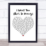 The Beatles I Want You (She's So Heavy) White Heart Song Lyric Print