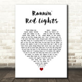 The Cadillac Three Runnin' Red Lights White Heart Song Lyric Print