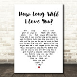 The Waterboys How Long Will I Love You White Heart Song Lyric Print