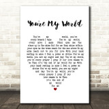 Tom Jones You're My World White Heart Song Lyric Print