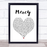 Shawn Mendes Mercy Heart Song Lyric Quote Print