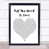 The Beatles All You Need Is Love Heart Song Lyric Quote Print