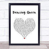 Abba Dancing Queen White Heart Song Lyric Print