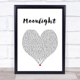 Ali Gatie Moonlight White Heart Song Lyric Print
