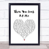 Celine Dion Then You Look At Me White Heart Song Lyric Print