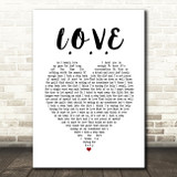 Deaf Havana L.O.V.E White Heart Song Lyric Print
