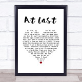 Ella Fitzgerald At Last White Heart Song Lyric Print