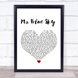 ELO Mr Blue Sky White Heart Song Lyric Print