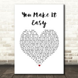 Jason Aldean You Make It Easy White Heart Song Lyric Print