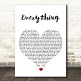 Lifehouse Everything White Heart Song Lyric Print
