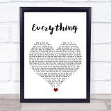 Lifehouse Everything White Heart Song Lyric Print