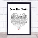 Mary J. Blige Love No Limit White Heart Song Lyric Print