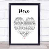 Nickelback Hero White Heart Song Lyric Print