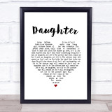 Pearl Jam Daughter White Heart Song Lyric Print