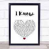Perry Como I Know White Heart Song Lyric Print