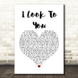 Whitney Houston I Look To You Heart Song Lyric Quote Print