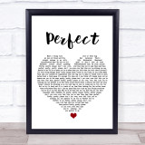 Pink Perfect (Clean Edition) White Heart Song Lyric Print
