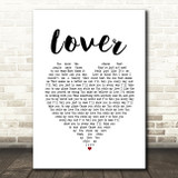 The Hunna Lover White Heart Song Lyric Print