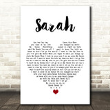 Thin Lizzy Sarah White Heart Song Lyric Print