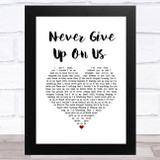 Connie Talbot Never Give Up On Us White Heart Song Lyric Music Art Print