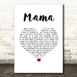 David Whitfield Mama White Heart Song Lyric Music Art Print