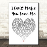 George Michael I Can't Make You Love Me White Heart Song Lyric Music Art Print