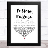 Glasgow Rangers Follow, Follow White Heart Song Lyric Music Art Print