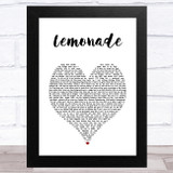 Internet Money Lemonade White Heart Song Lyric Music Art Print