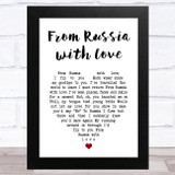 Matt Monro From Russia with Love White Heart Song Lyric Music Art Print