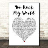 Michael Jackson You Rock My World White Heart Song Lyric Music Art Print
