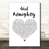One Direction Girl Almighty White Heart Song Lyric Music Art Print