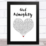 One Direction Girl Almighty White Heart Song Lyric Music Art Print