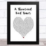 Post Malone A Thousand Bad Times White Heart Song Lyric Music Art Print