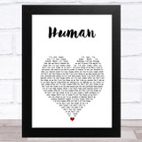 Rag'n'Bone Man Human White Heart Song Lyric Music Art Print