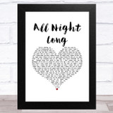 Rainbow All Night Long White Heart Song Lyric Music Art Print