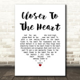 Rush Closer To The Heart White Heart Song Lyric Music Art Print