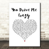 Shakin' Stevens You Drive Me Crazy White Heart Song Lyric Music Art Print