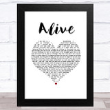 Sia Alive White Heart Song Lyric Music Art Print