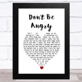 Stonewall Jackson Don't Be Angry White Heart Song Lyric Music Art Print