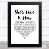Taio Cruz She's Like A Star White Heart Song Lyric Music Art Print