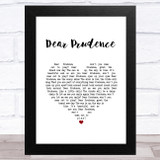 The Beatles Dear Prudence White Heart Song Lyric Music Art Print
