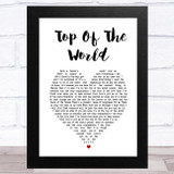 The Carpenters Top Of The World White Heart Song Lyric Music Art Print