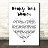 The Rolling Stones Honky Tonk Women White Heart Song Lyric Music Art Print