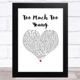 The Specials Too Much Too Young White Heart Song Lyric Music Art Print