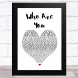The Who Who Are You White Heart Song Lyric Music Art Print