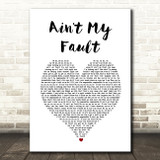 Zara Larsson Aint My Fault White Heart Song Lyric Music Art Print
